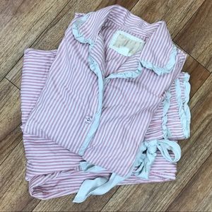 Victoria's secret striped pajama set white trim